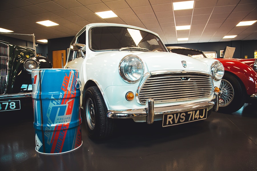 A 1971 Mini Cooper S. with P1-7 synthetic fuel